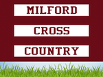 This is an 24x18 horizontal yard sign with the 3 bar Milford Cross County logo. The sign has a red background with a green grass design at the bottom. This sign does not include the name of the runner.