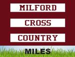 This is an 24x18 horizontal  yard sign with the 3 bar Milford Cross County logo. The sign has a red background with a green grass design at the bottom. This sign includes the name of the runner.