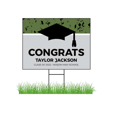 Grad Hat Confetti GRADUATION YARD SIGNS with Name Only