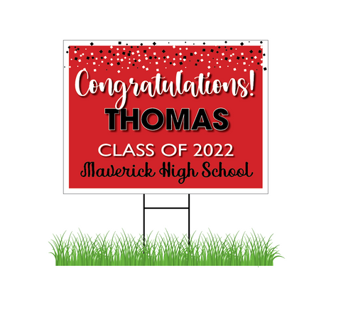 Classic Confetti GRADUATION YARD SIGNS with Name Only